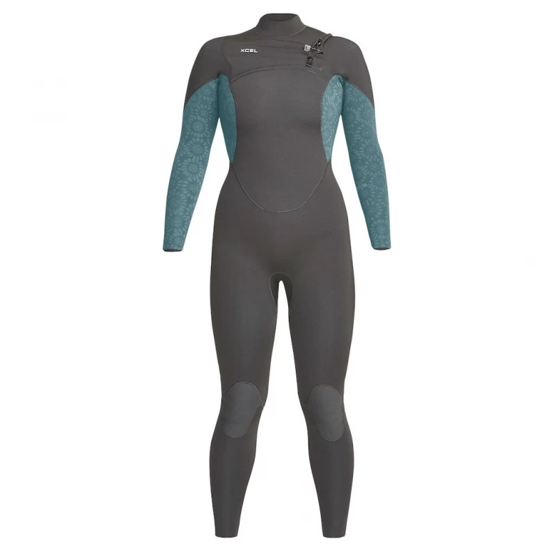 Xcel Wetsuits Womens Comp 3/2mm Wetsuit Grey Tin Flower - USA8 (UK10)